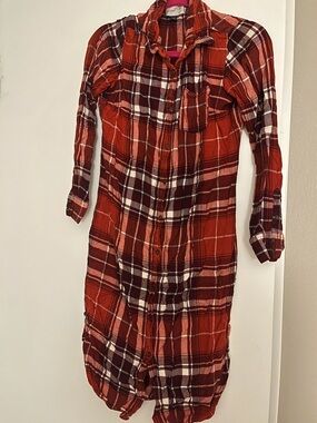 Universal Thread Red Plaid Button-Down Shirt Dress in size Medium